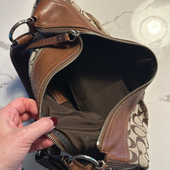 Genuine COACH Brown Leather Satchel Hobo Bag - Picture 4 of 5